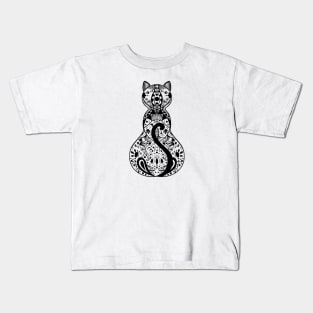 Cat mandala art Kids T-Shirt